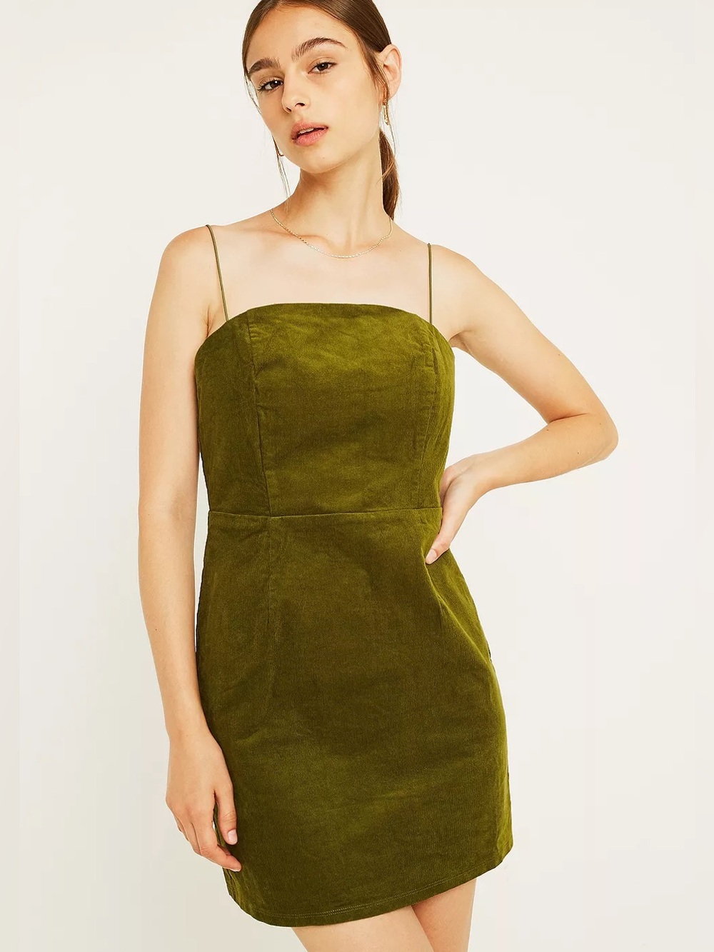 Urban Outfitters Green Corduroy Colette Mini Dress